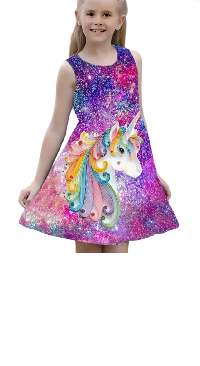 Rainbow unicorn sleeveless dress