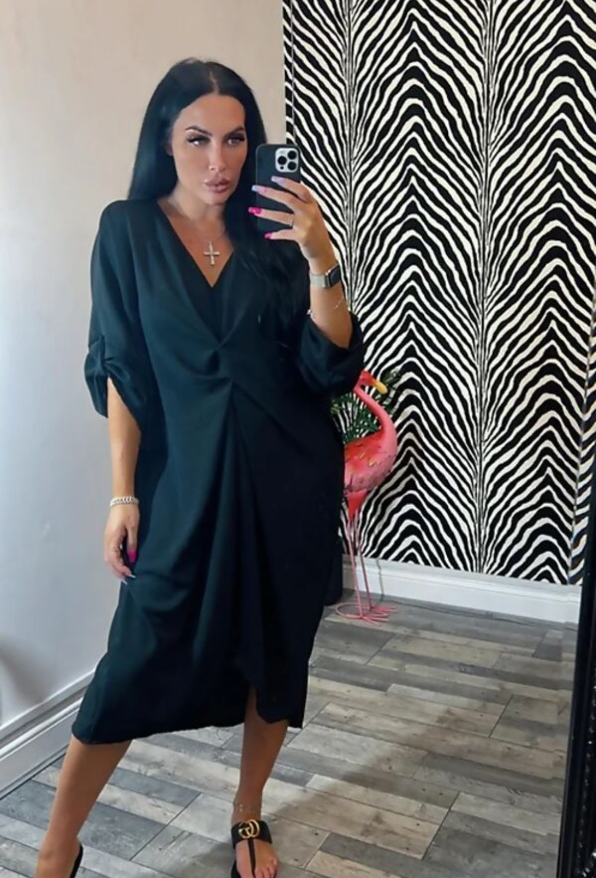 Twist Front Midi Dress