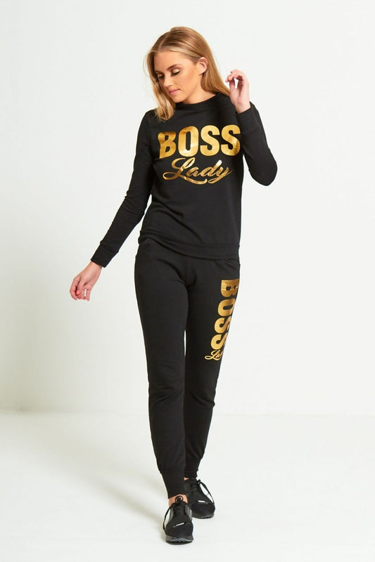 BLACK BOSS LADY SLOGAN LOUNGEWEAR   Plus sizes