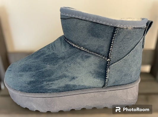 Denim fur lined boots