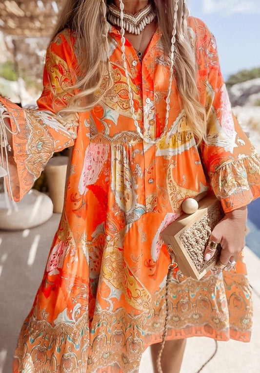 Orange Floral Maxi Dress